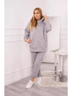 Zateplený set s mikinou s kapucí šedý