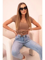 Dámská klasická bavlněná blůza s krátkým rukávem modrá