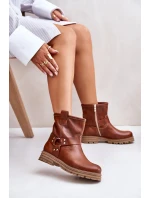 Kožené Dámské Kotníkové Boty Na Plochém Podpatku Lewski Hnědé Kožené Dámské Kotníkové Boty Na Plochém Podpatku Lewski Hnědé