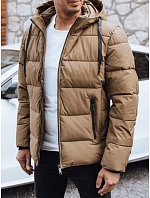 Pánská prošívaná zimní bunda s kapucí FashionStreet camel TX5067