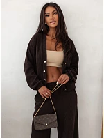 Dámská souprava z kordového úpletu s čokoládovým kardiganem FashionStreet AY1232 Dámská souprava z kordového úpletu s čokoládovým kardiganem FashionStreet AY1232