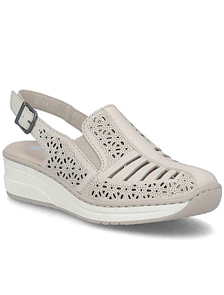 Dámské béžové kožené sandály na platformě Rieker 48763-60