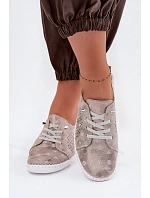 Dámské perforované polobotky z přírodního semiše Béžovo-zlaté Feliva