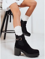 Dámské semišové kozačky na podpatku černé FashionStreet ZY1215