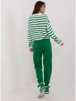 Zeleno/ecru úpletový dámský pruhovaný komplet (0610) Zeleno/ecru úpletový dámský pruhovaný komplet (0610)