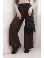 Dámské bavlněné cargo kalhoty s kapsami a řetízkem béžové