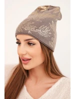 Dámská zimní čepice z vlny s dvojitým ohrnovacím lemem K426 oranžová