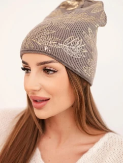 Dámská zimní čepice z vlny s dvojitým ohrnovacím lemem K426 oranžová