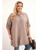 Dámská košile Plus Size z viskózy s delším zadním dílem fango