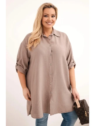 Dámská košile Plus Size z viskózy s delším zadním dílem fango