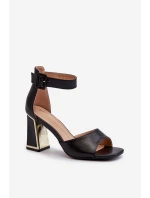 Elegantní černé dámské sandály na podpatku Rosazara Elegantní černé dámské sandály na podpatku Rosazara