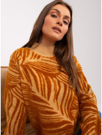 Dámský svetr s velbloudím rolákem se vzory