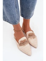 Dámské pantofle s ozdobou – béžové Katrine Dámské pantofle s ozdobou – béžové Katrine