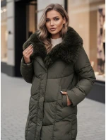 Dámská zimní bunda MORISIO dlouhá prošívaná s kapucí zelená FashionStreet TY4671z