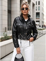 Dámská krátká bunda z ekokůže černá FashionStreet TY5665