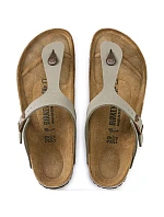 Pánské šedé žabky Birkenstock Gizeh Birko-Flor Nubuck Stone regular wide (43391) dámské Pánské šedé žabky Birkenstock Gizeh Birko-Flor Nubuck Stone regular wide (43391) dámské