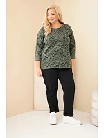 Dámská halenka Plus Size s leopardím vzorem a delším zadním dílem khaki