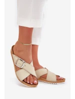 Dámské Kožené Sandály S Přezkou Béžové Inblu VO0004GU