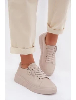 Kožené dámské polobotky s zipem béžové Althea