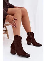 Dámské perforované kotníkové boty Kovbojky Vinceza 58150 Hnědé