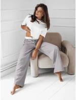 Dámské kalhoty s širokými nohavicemi DARAMY šedé FashionStreet UY2102