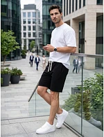 Pánské teplákové kraťasy se šňůrkou, černé, FashionStreet SX2625 Pánské teplákové kraťasy se šňůrkou, černé, FashionStreet SX2625