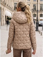 Dámská prošívaná přechodová bunda s kapucí, béžová, FashionStreet TY5882 Dámská prošívaná přechodová bunda s kapucí, béžová, FashionStreet TY5882
