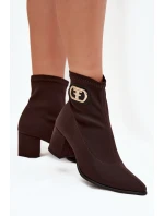 Dámské boty na podpatku se zlatým detailem Čokoládové Zazoo 3128