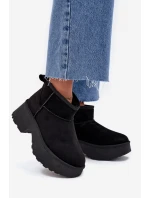 Dámské Nízké Sněhule Na Zasun S Oteplením S Hřejivým Kožíškem Černé Mavelle