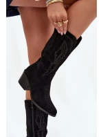 Kozačky Kovbojky Dámské Na Podpatku Vyhřívané Vinceza 16508 Černé