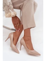Lakované Eko Kožené Dámské Lodičky S Špičatými Nosky Béžové Jadira
