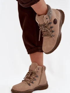 Vytápěné Kotníkové Traperky Dámské Béžové Zenaya