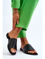 Dámské kožené hladké pantofle černe Cerise