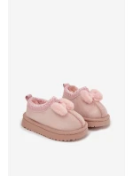 Dětské sněhule s výšivkou a mašličkou Daven – růžové