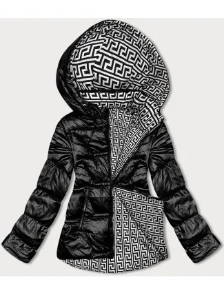 Oboustranná černá dámská bunda s asymetrickou spodní částí (16M9136-392) Oboustranná černá dámská bunda s asymetrickou spodní částí (16M9136-392)