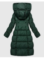 Tmavě zelená dlouhá a hrubší zimní bunda s opaskem Minority (P3-6033-33)