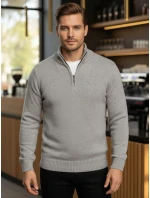 Pánský svetr se stojáčkem světle šedý FashionStreet WX2350