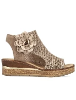 Dámské pohodlné sandály s pletenou platformou béžové Rieker 63791-60