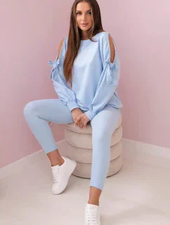 Sada mikiny s mašlí na rukávech a legínách modrý