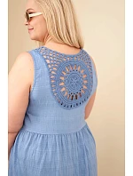 Dámské šaty Plus Size viskózové s krajkou bez rukávů džínové
