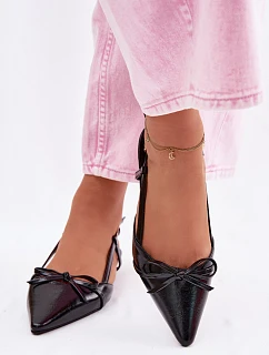 Dámské sandály z imitace kůže na nízkém podpatku Černé Jelmera