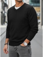 Pánský černý svetr s výstřihem FashionStreet WX2314