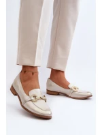 Dámské kožené mokasíny s ozdobou Zazoo 2880 Zlaté