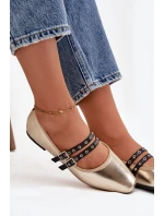 Dámské baleríny s pásky Deliora – zlaté