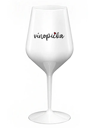 VÍNOPIČKA - bílá nerozbitná sklenice na víno 470 ml