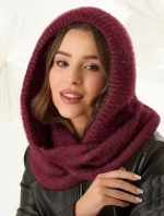 Dámská kapuce s komínem 48-495 Vínová - AJS