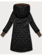 Černá dámská prošívaná bunda s ozdobnými vsadkami (T2-2291#-1)