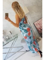 Šaty s motivem listů v modré barvě Šaty s motivem listů v modré barvě