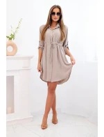 Šaty se zapínáním na knoflíky a zavazováním v pase fango