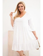 Dámské šaty Plus Size z viskózy s ažurovým zdobením bílá